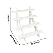 21" Ladder 4 Tier Wooden Cupcake Holder Dessert Display Stand - Whitewashed CAKE_WOD011_20_WHT