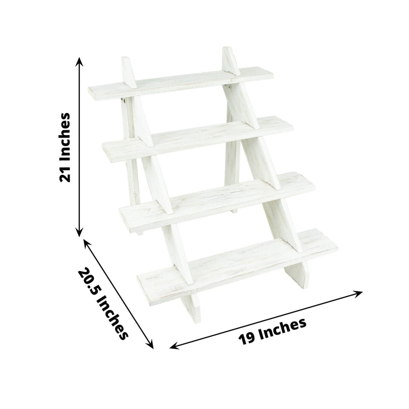 21" Ladder 4 Tier Wooden Cupcake Holder Dessert Display Stand - Whitewashed CAKE_WOD011_20_WHT
