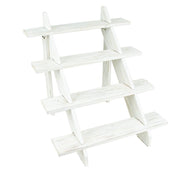 21" Ladder 4 Tier Wooden Cupcake Holder Dessert Display Stand - Whitewashed CAKE_WOD011_20_WHT