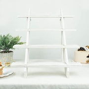 21" Ladder 4 Tier Wooden Cupcake Holder Dessert Display Stand - Whitewashed CAKE_WOD011_20_WHT