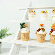 21" Ladder 4 Tier Wooden Cupcake Holder Dessert Display Stand - Whitewashed CAKE_WOD011_20_WHT