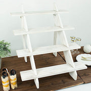 21" Ladder 4 Tier Wooden Cupcake Holder Dessert Display Stand - Whitewashed CAKE_WOD011_20_WHT