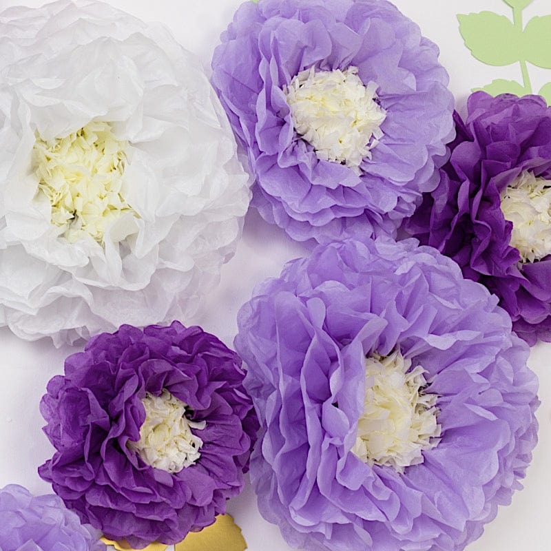 21 Tissue Paper Pom Poms Chrysanthemum Flowers with Butterflies and Leaves Set