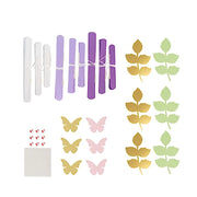 21 Tissue Paper Pom Poms Chrysanthemum Flowers with Butterflies and Leaves Set