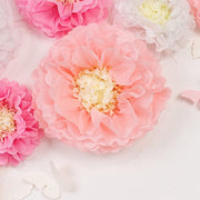 21 Tissue Paper Pom Poms Chrysanthemum Flowers with Butterflies and Leaves Set