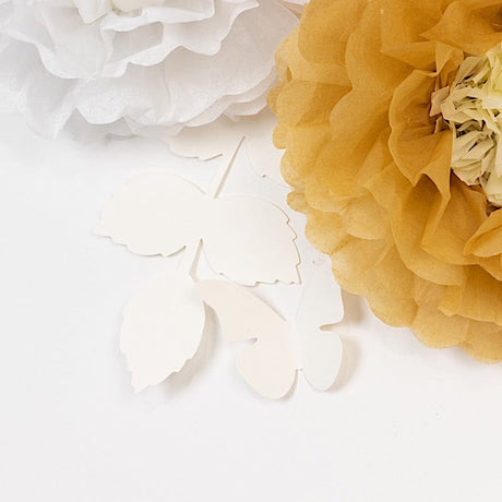 21 Tissue Paper Pom Poms Chrysanthemum Flowers with Butterflies and Leaves Set