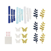 21 Tissue Paper Pom Poms Chrysanthemum Flowers with Butterflies and Leaves Set