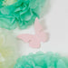 21 Tissue Paper Pom Poms Chrysanthemum Flowers with Butterflies and Leaves Set
