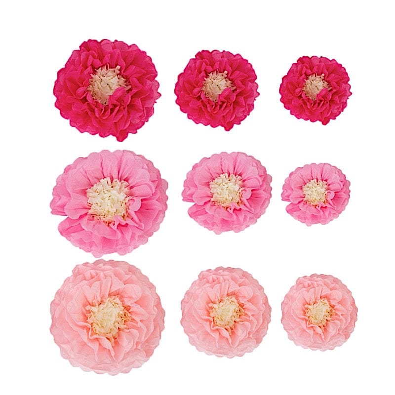 21 Tissue Paper Pom Poms Chrysanthemum Flowers with Butterflies and Leaves Set POM_FLO05_SET_046PINK