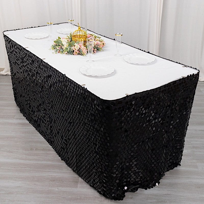 21ft Premium Big Payette Sequin Dual Layered Satin Table Skirt