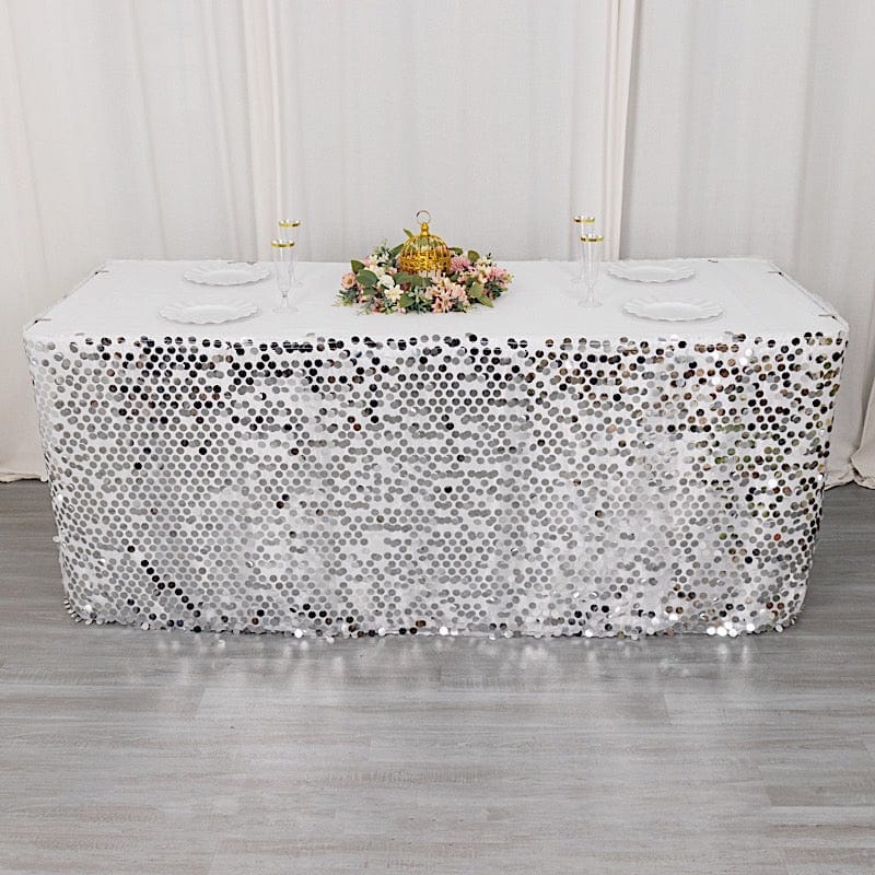 21ft Premium Big Payette Sequin Dual Layered Satin Table Skirt