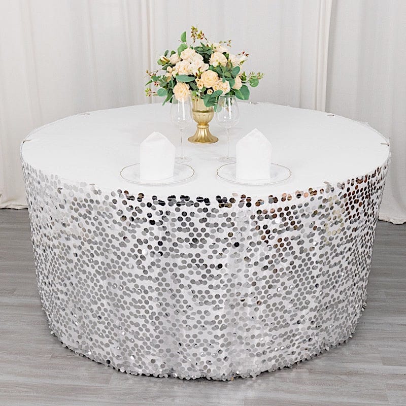 21ft Premium Big Payette Sequin Dual Layered Satin Table Skirt