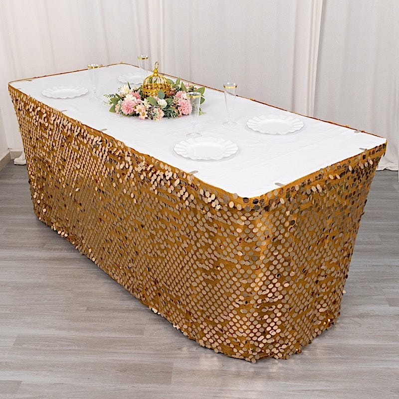 21ft Premium Big Payette Sequin Dual Layered Satin Table Skirt