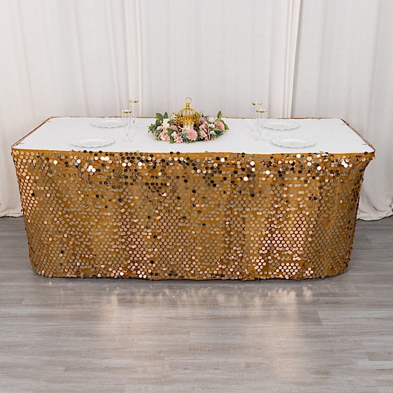 21ft Premium Big Payette Sequin Dual Layered Satin Table Skirt