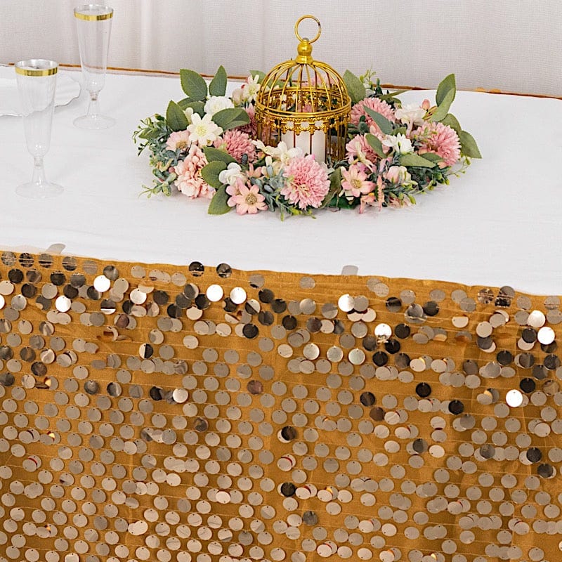 21ft Premium Big Payette Sequin Dual Layered Satin Table Skirt