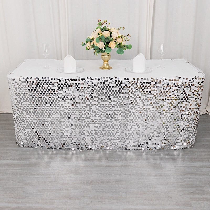 21ft Premium Big Payette Sequin Dual Layered Satin Table Skirt