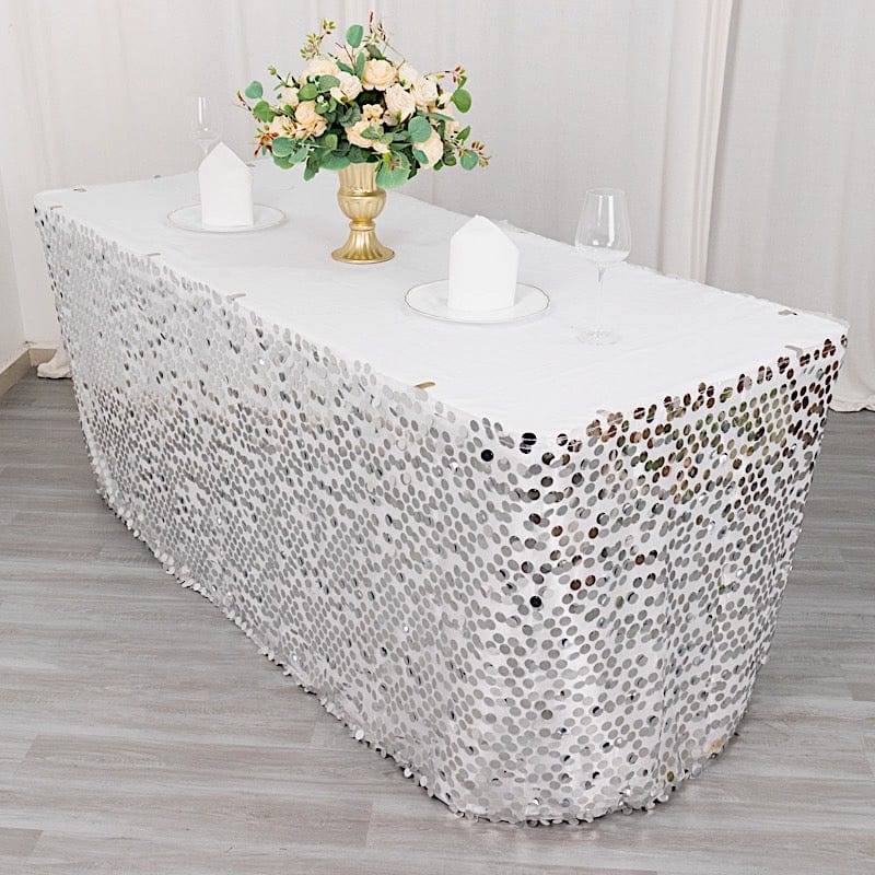 21ft Premium Big Payette Sequin Dual Layered Satin Table Skirt