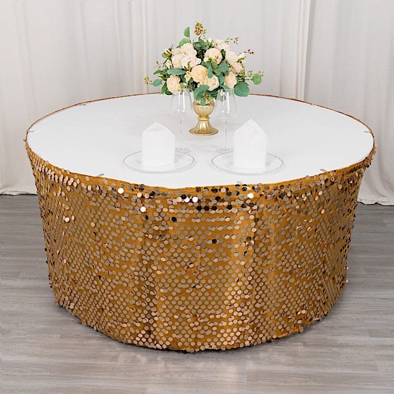 21ft Premium Big Payette Sequin Dual Layered Satin Table Skirt