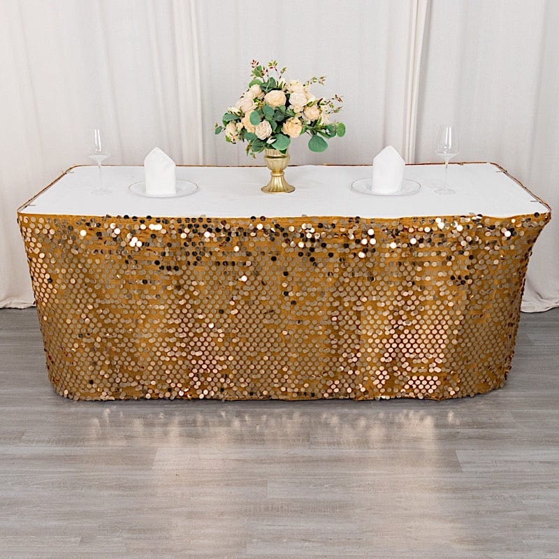 21ft Premium Big Payette Sequin Dual Layered Satin Table Skirt