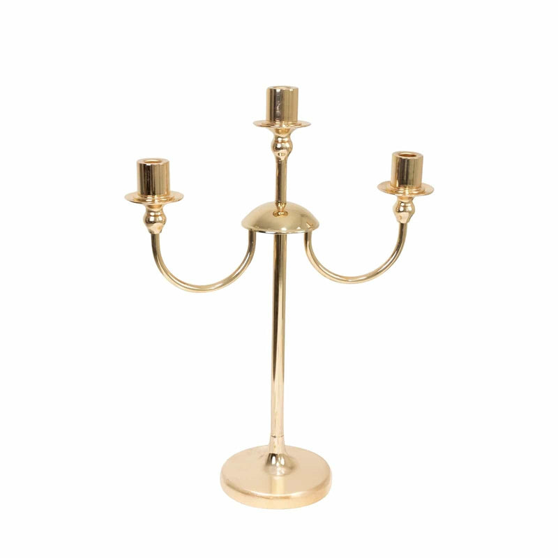 22" Metal 3 Arm Candelabra Taper Candle Holder - Gold CHDLR_CAND_039_3_GOLD