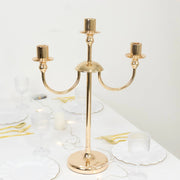 22" Metal 3 Arm Candelabra Taper Candle Holder - Gold CHDLR_CAND_039_3_GOLD