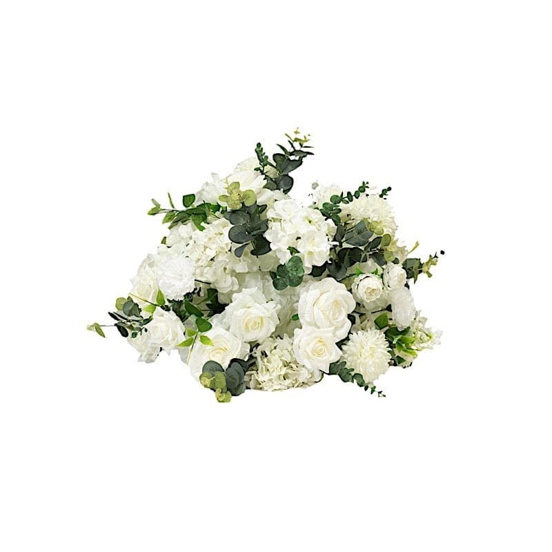 22" Silk Roses Hydrangea Chrysanthemum Bouquet Artificial Flower Ball ARTI_BALL_RS04_22_MIXWHT