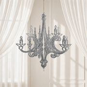 24" 3D Interlocking Cutout Design Glittered Acrylic Chandelier Hanging Decor
