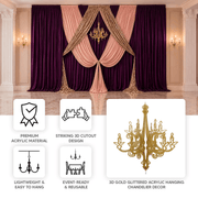 24" 3D Interlocking Cutout Design Glittered Acrylic Chandelier Hanging Decor