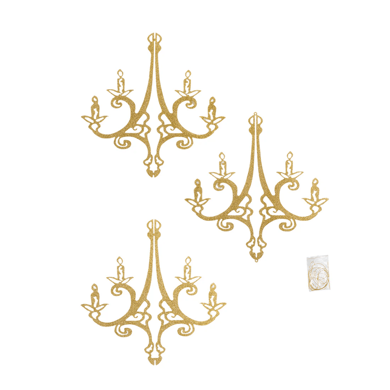 24" 3D Interlocking Cutout Design Glittered Acrylic Chandelier Hanging Decor