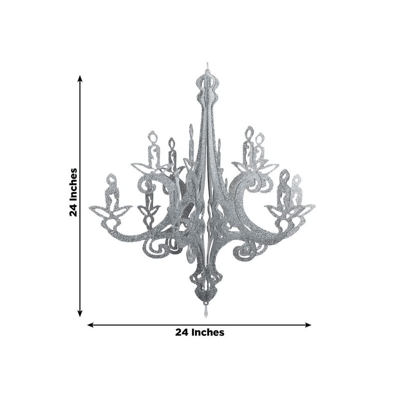 24" 3D Interlocking Cutout Design Glittered Acrylic Chandelier Hanging Decor