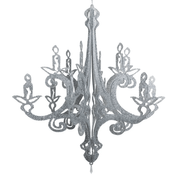 24" 3D Interlocking Cutout Design Glittered Acrylic Chandelier Hanging Decor CHDLR_HANG08_ACRY01_24_SILV