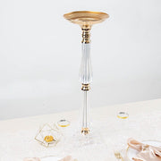 24" Acrylic Crystal Pillar Candle Stand - Clear and Gold
