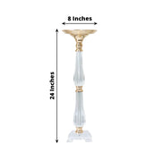 24" Acrylic Crystal Pillar Candle Stand - Clear and Gold