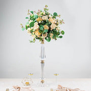 24" Acrylic Crystal Pillar Candle Stand - Clear and Gold