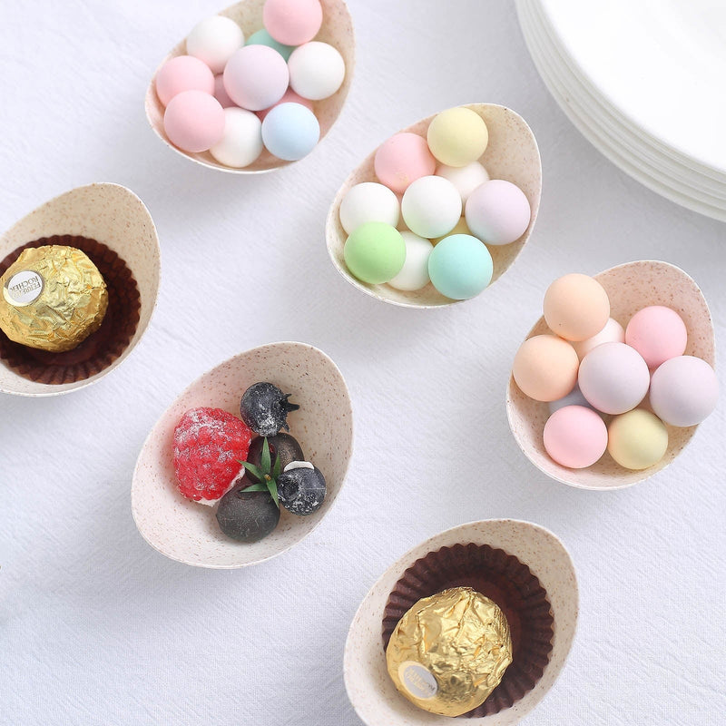 24 Bowls 3" Biodegradable Wheat Straw Fiber Dessert Cups - Natural DSP_DST_BPL003_1_NAT