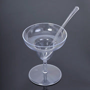 24 Clear 2 oz Crystal Mini Plastic Margarita Glasses with Spoons - Disposable Tableware DSP_DST_CU011_2_CLR