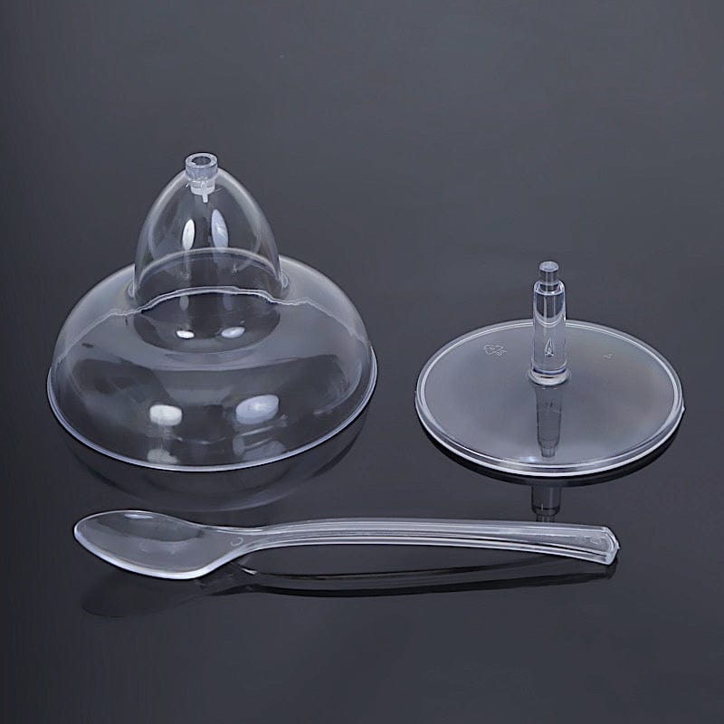 24 Clear 2 oz Crystal Mini Plastic Margarita Glasses with Spoons - Disposable Tableware DSP_DST_CU011_2_CLR