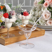 24 Clear 2 oz Crystal Mini Plastic Margarita Glasses with Spoons - Disposable Tableware DSP_DST_CU011_2_CLR