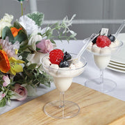 24 Clear 2 oz Crystal Mini Plastic Margarita Glasses with Spoons - Disposable Tableware DSP_DST_CU011_2_CLR