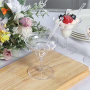 24 Clear 2 oz Crystal Mini Plastic Margarita Glasses with Spoons - Disposable Tableware DSP_DST_CU011_2_CLR