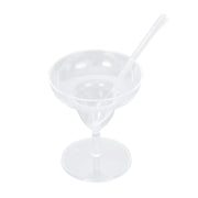 24 Clear 2 oz Crystal Mini Plastic Margarita Glasses with Spoons - Disposable Tableware DSP_DST_CU011_2_CLR