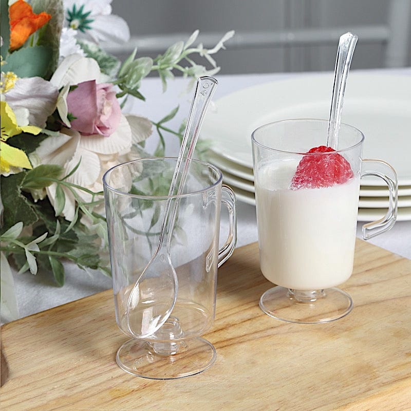 24 Clear 2 oz Plastic Mini Coffee Tea Espresso Cups with Spoons - Disposable Tableware DSP_DST_CU010_2_CLR