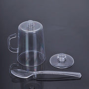 24 Clear 2 oz Plastic Mini Coffee Tea Espresso Cups with Spoons - Disposable Tableware DSP_DST_CU010_2_CLR