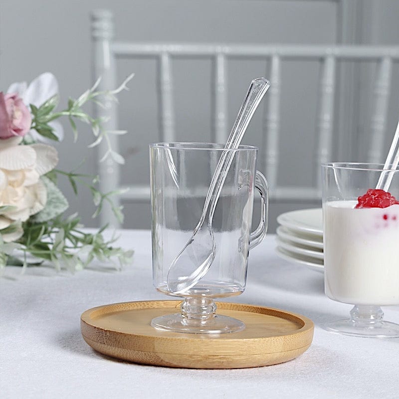 24 Clear 2 oz Plastic Mini Coffee Tea Espresso Cups with Spoons - Disposable Tableware DSP_DST_CU010_2_CLR