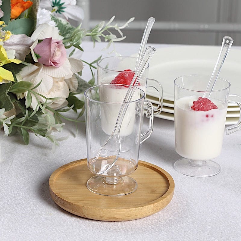 24 Clear 2 oz Plastic Mini Coffee Tea Espresso Cups with Spoons - Disposable Tableware DSP_DST_CU010_2_CLR