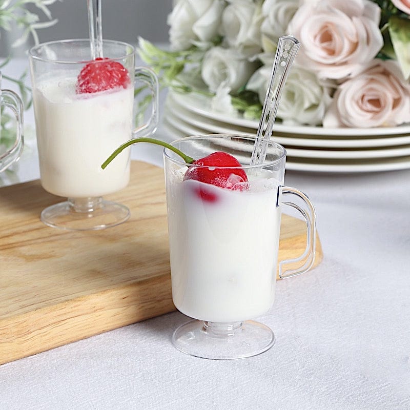 24 Clear 2 oz Plastic Mini Coffee Tea Espresso Cups with Spoons - Disposable Tableware DSP_DST_CU010_2_CLR