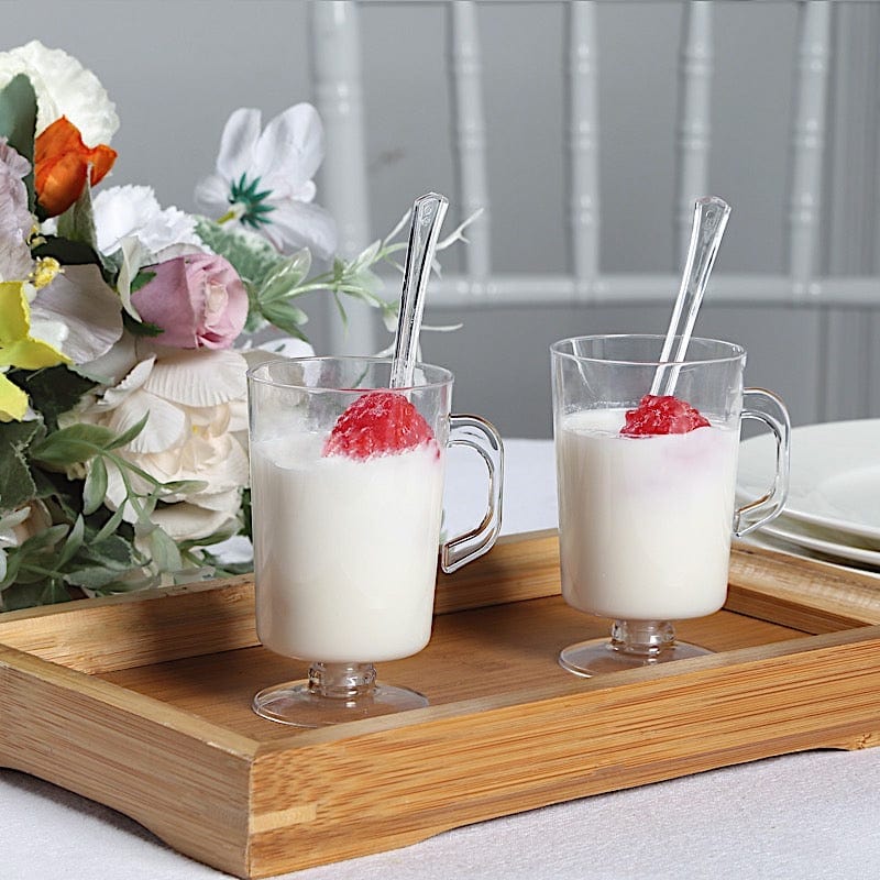 24 Clear 2 oz Plastic Mini Coffee Tea Espresso Cups with Spoons - Disposable Tableware DSP_DST_CU010_2_CLR