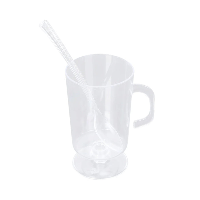 24 Clear 2 oz Plastic Mini Coffee Tea Espresso Cups with Spoons - Disposable Tableware DSP_DST_CU010_2_CLR