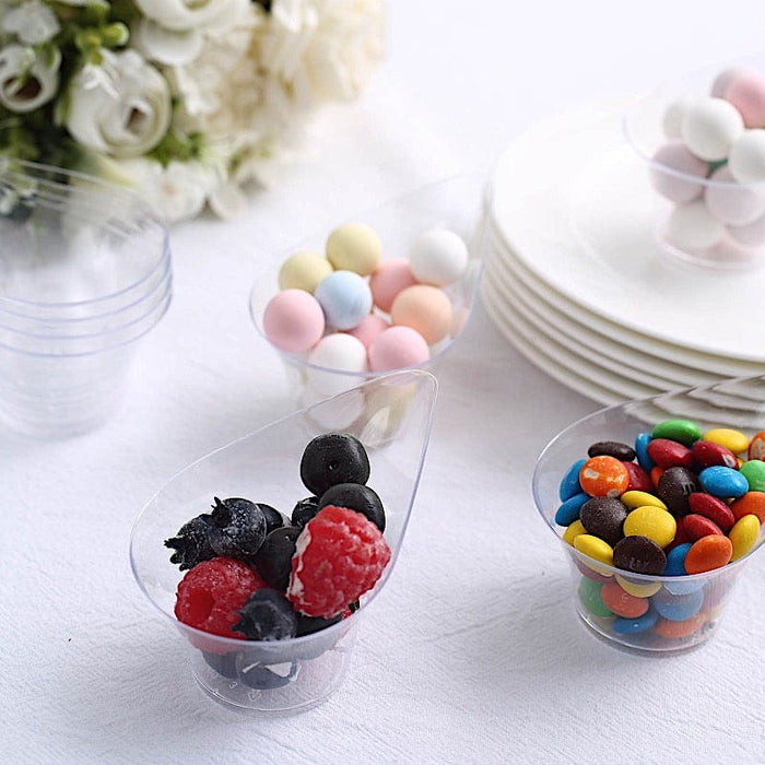 24 Clear 3 oz Mini Teardrop Plastic Dessert Cups - Disposable Tableware DSP_DST_CU005_3_CLR