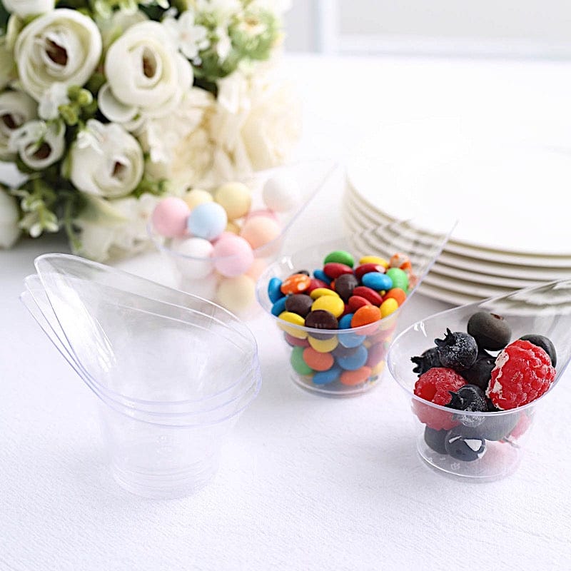 24 Clear 3 oz Mini Teardrop Plastic Dessert Cups - Disposable Tableware DSP_DST_CU005_3_CLR